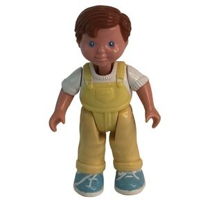 Fisher Price Loving Family Dream Dollhouse Boy Figure 1993 Yellow Overalls Vtg